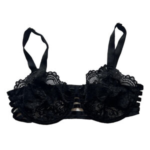 Black Lace balconette 32DD bra from Lonely